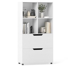 4-Cube Bookcase with 2 Drawers 130cm 5-Tier Tall Freestanding Bookshelf