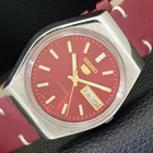 AUTOMATIC VINTAGE SEIKO 5 JAPAN 6309A MENS RED COLOR DIAL WATCH a701357-1