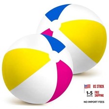 2 Pieces 48 Inch Giant Inflatable Beach Ball Jumbo Rainbow Color Candy Pink
