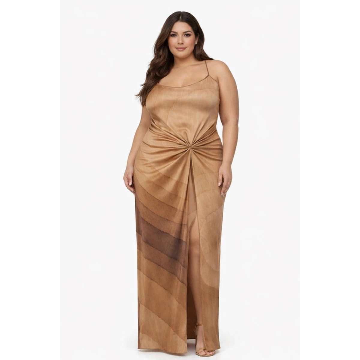 brown and black check dress Annina Satin Midi Dress in Brown Mocha main image 0