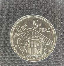 Spanien 5 Pesetas (5 PTAS) 1957 (19-59) M&uuml;nze Francisco Franco Kupfer-Nickel