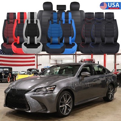 For Lexus GS350 GS300 Car 5-Seat Covers Full Set Front & Rear PU Leather Cushion