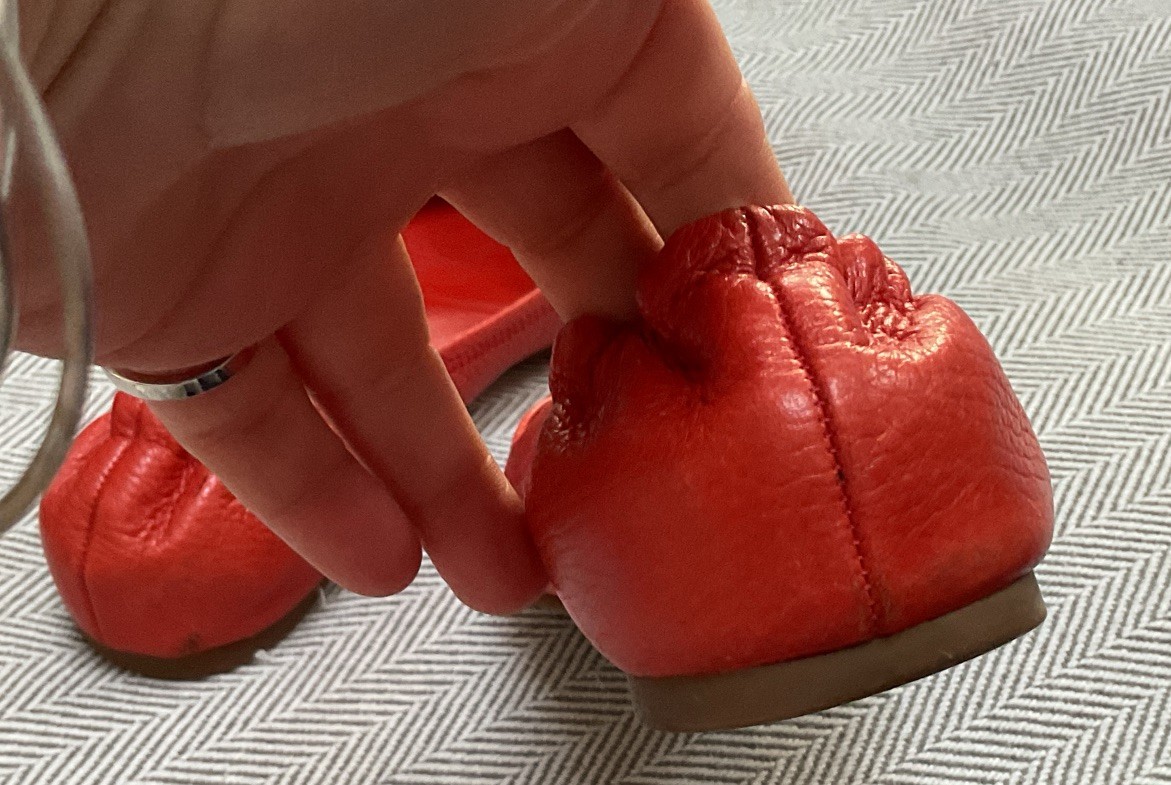 Tory Burch Reva Ballet Flat Shoes Orange Red Pebbled Leather Medallion Logo 9.5 thumbnail 9