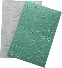 Baby Shower Embossing Folders Baby Bottles Baby Stroller Pacifiers Bib Impres...