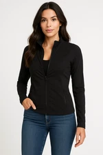 Spanx Active Jacket Womens XL Black Athleisure Performance Contour Workout Gym