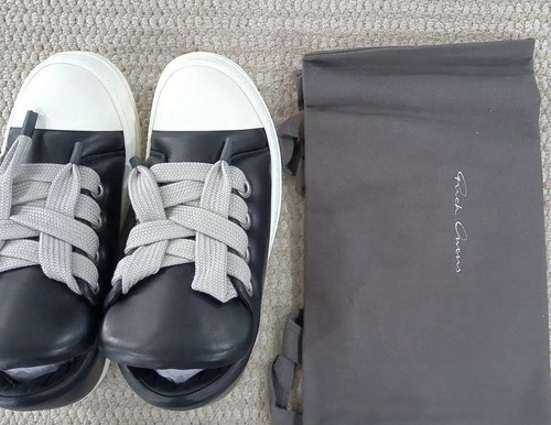 Size 10 Rick Owens Jumbo Laces Low Top Sneakers Black WITH BOX