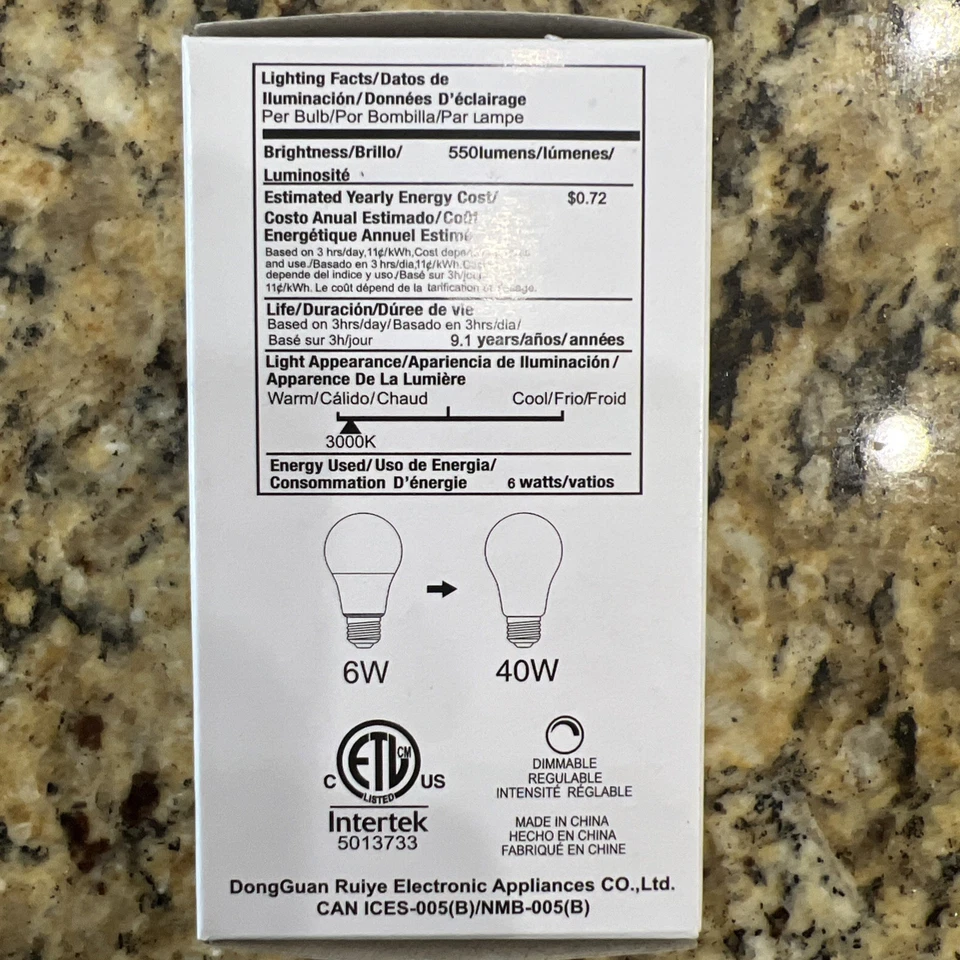 [24 Pack] LED A15 Listed 6W 120V 40W Equivalent Bulbs E26 3000K Soft White - Image 3 of 4