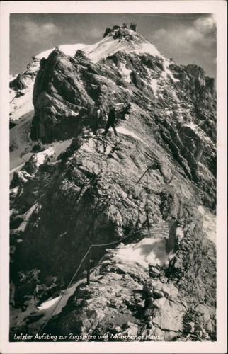 Ansichtskarte Grainau Münchner Haus (Zugspitze) Letzter Aufstieg 1940 - Bild 2 von 3