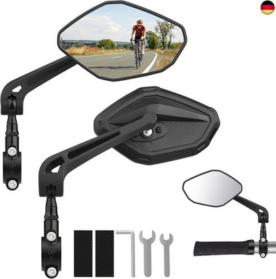 Bicycle Mirror, Pack of 2, Wide Angle Convex Rear View Mirror, HD Field of