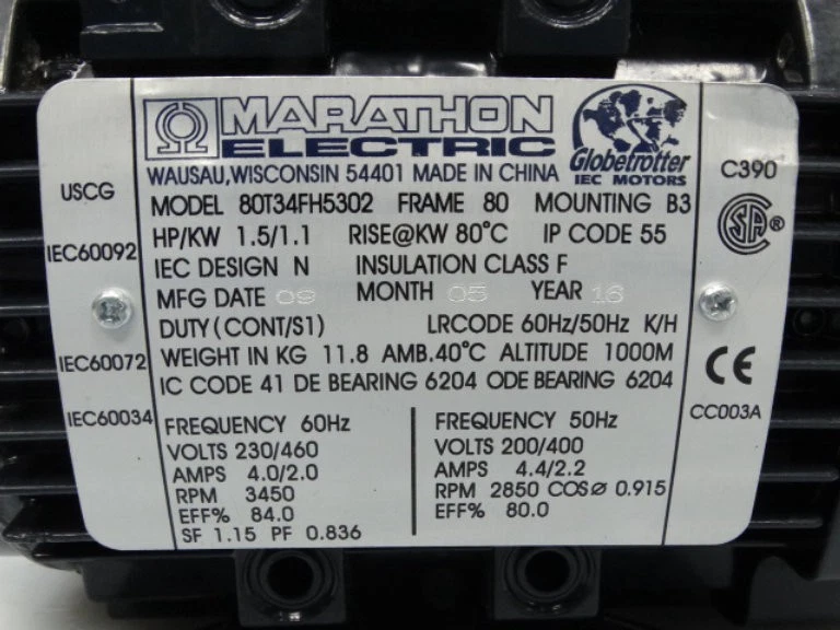 MOTOR ELÉCTRICO MARATHON 80T34FH5302 Foto 3 de 3