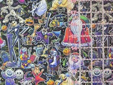 Custom Cotton Woven Nightmare Before Christmas NBC Santa By The 1/4 Yard 9x56