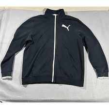 Puma Track Jacket Mens XL Full Zip Fleece Kangaroo Pockets Big Logo