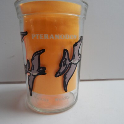 Vintage 1988 Welch s Dinosaur Pteranodon Glass Jelly Jar 4 