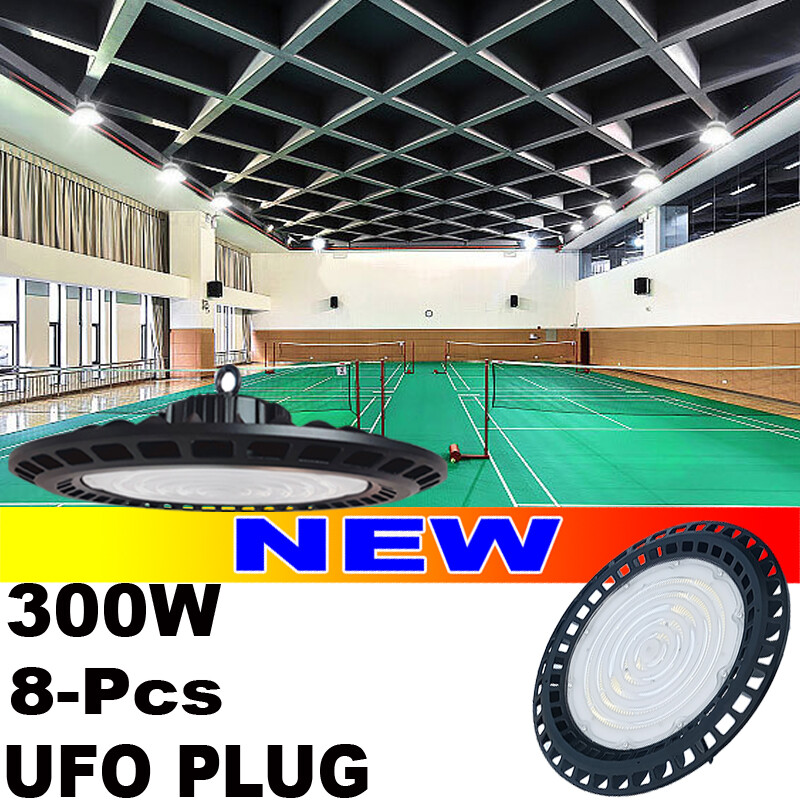 LED Ufo High Bay Lights 300 w 8-PACK Factory  Commercial Light Fixtures 6500K
