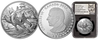 2025 Canada 1 oz Proof Silver Great Hunters Wolf in High Relief