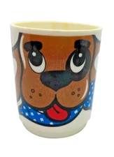Vintage Deka Dog Bow Wow Plastic Mug Missing Hat/lid