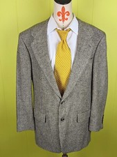 VTG Bill Blass Select 100% Camel Hair 44R Houndstooth Blazer Jacket Sports Coat