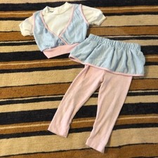 Vintage Carters Baby clothes matching set 90's 80's Pink stripe