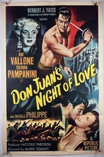 DON JUAN'S NIGHT OF LOVE Movie Poster (VeryFine-) One Sheet 55 Raf Vallone 25794