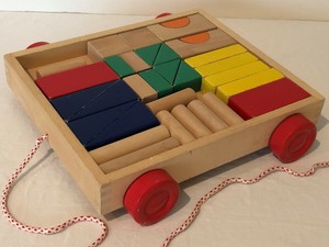 wooden blocks in wagon
