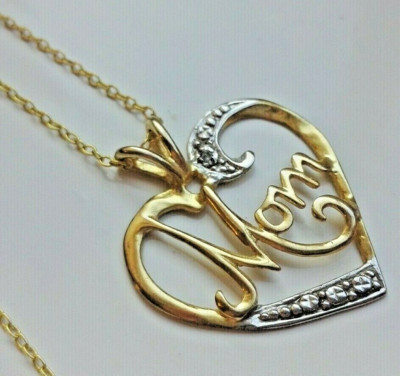 JCM Jacmel 925 Gold über Sterling MOM Diamant Akzent HERZ Anhänger Halskette