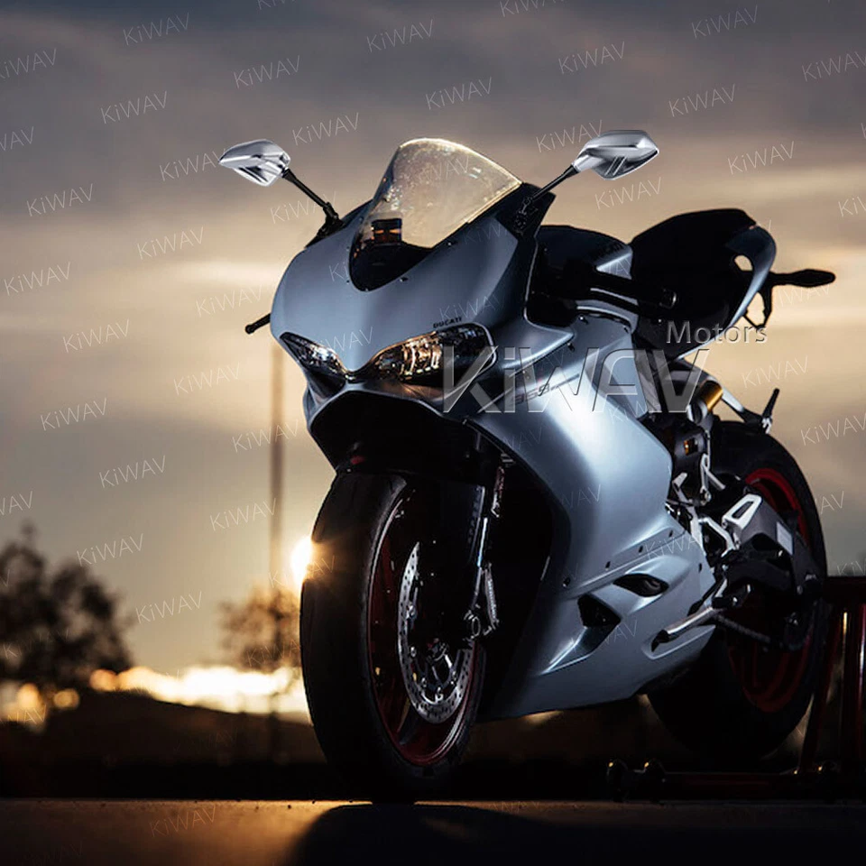 Fin wing mirrors mat silver emark ABS chrome lens sportsbike - Imagem 2 de 4