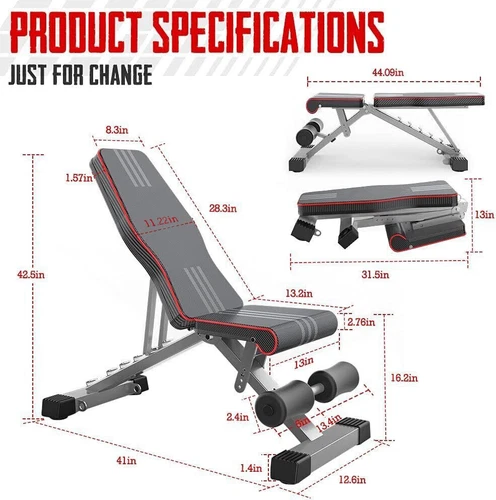 Multi Exercise Adjustable Folding Fitness Workout Bench with 7 Positions Fitness - Picture 7 of 51