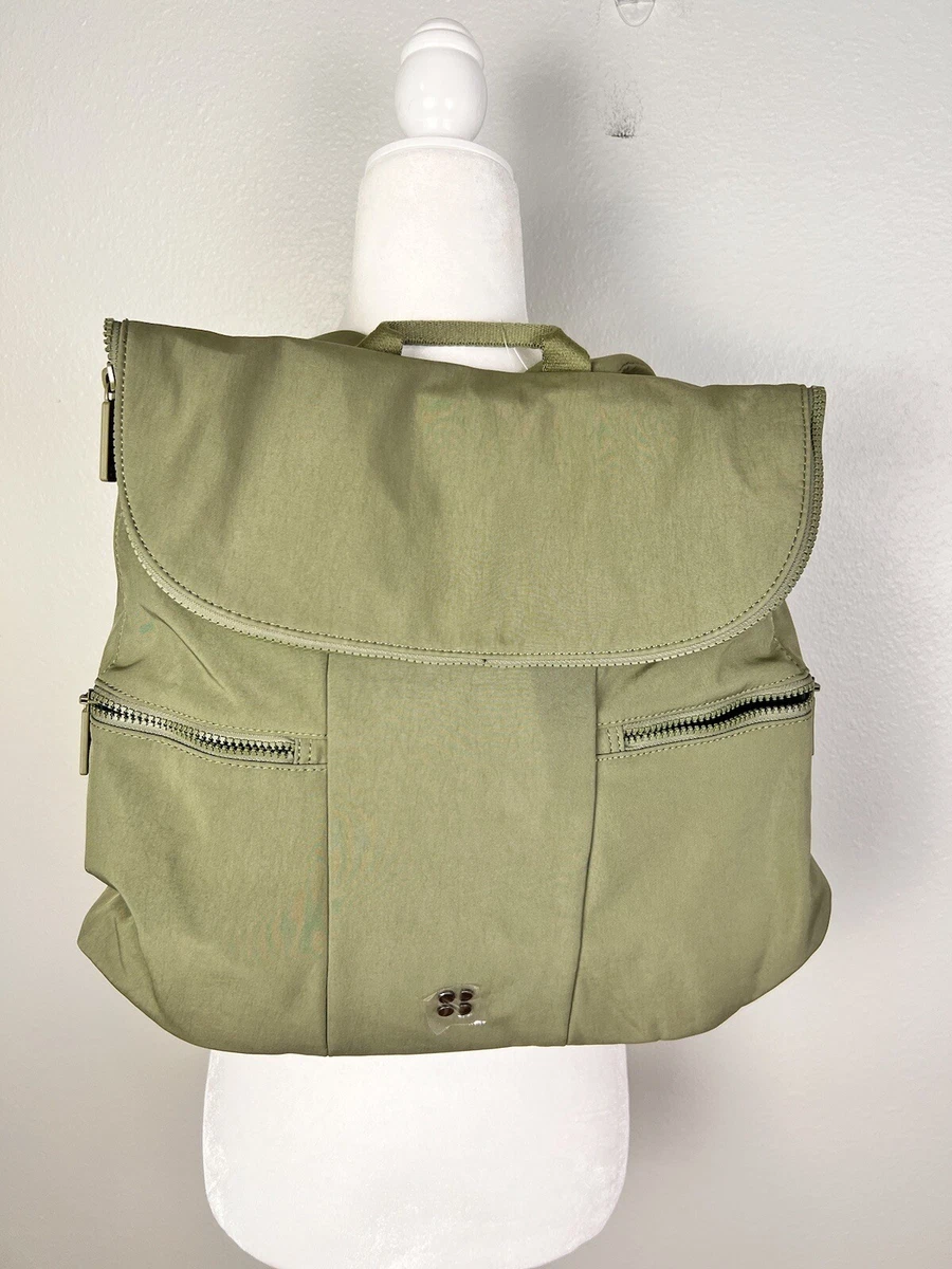 Sweaty Betty Olive Green Polyester Zip & Snap Fold Over Backpack NWT