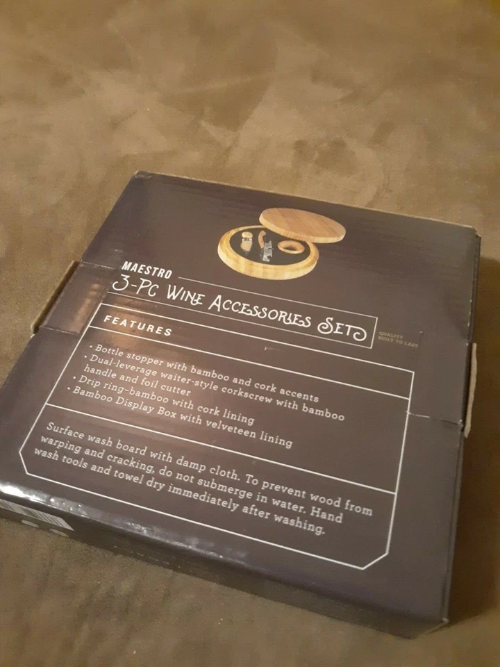 Legacy Maestro 3 Pc Wine Accessories Set in Bamboo Case Item 890-00-506 - Image 4 of 4