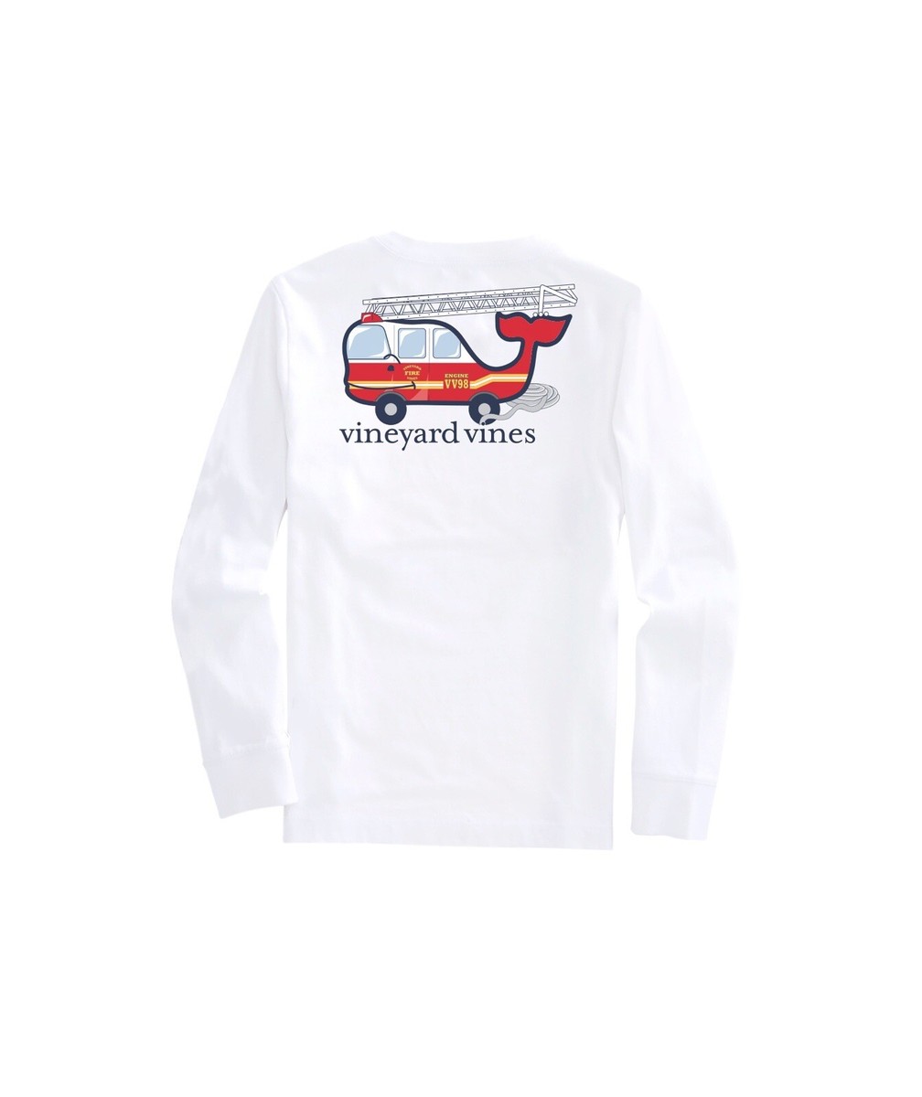 NWT Vineyard Vines Firetruck Whale Long Sleeve Pocket Tee (Boys’ Size XL)