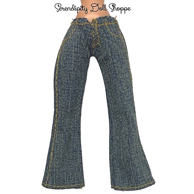 Bratz Doll Outfit Replacement Plain Low-Rise Style Blue Jeans Denim Pants 