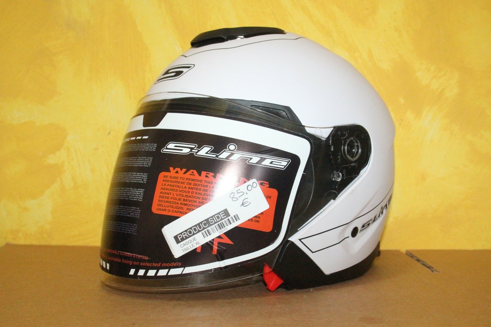 Casque moto jet S-Line XL avec double finition noir blanc mat anti-reflets