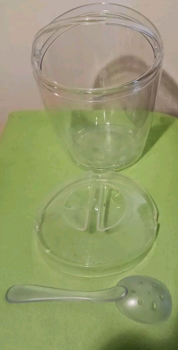 Pampered Chef Ice Bucket Clear with Polka Dots Lid Handle Serving Spoon 2836