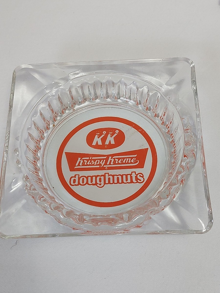 Vintage Krispy Kreme Doughnuts Thick Glass Ashtray slots, 4-1/4
