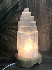 8" Selenite Lamp W/Cord Selenite Tower Lamp Crystal Lamp Gemstone Mountain Lamp.