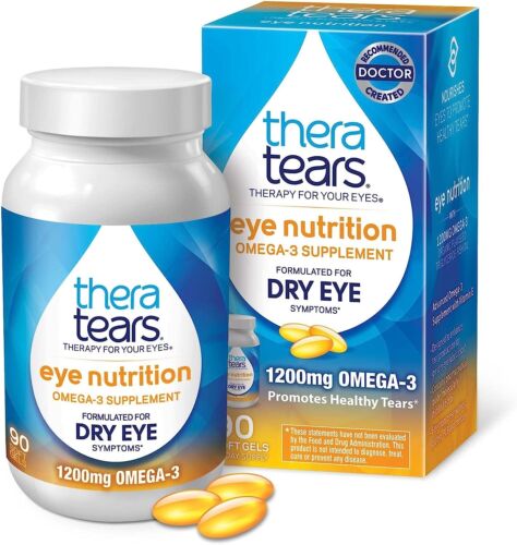 TheraTears-1200mg Omega-3 Supplement for Eye Nutrition, Organic Flaxseed Triglyc - Picture 1 of 8