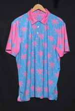 Chubbies Performance Polo - Blue Pink Palm Trees - Sz M 