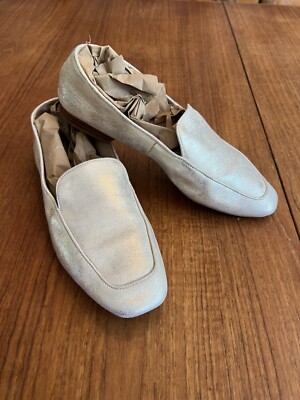 Silver Leather Loafers 9.5 Donald Pliner Flats Gold And Silver Metallic