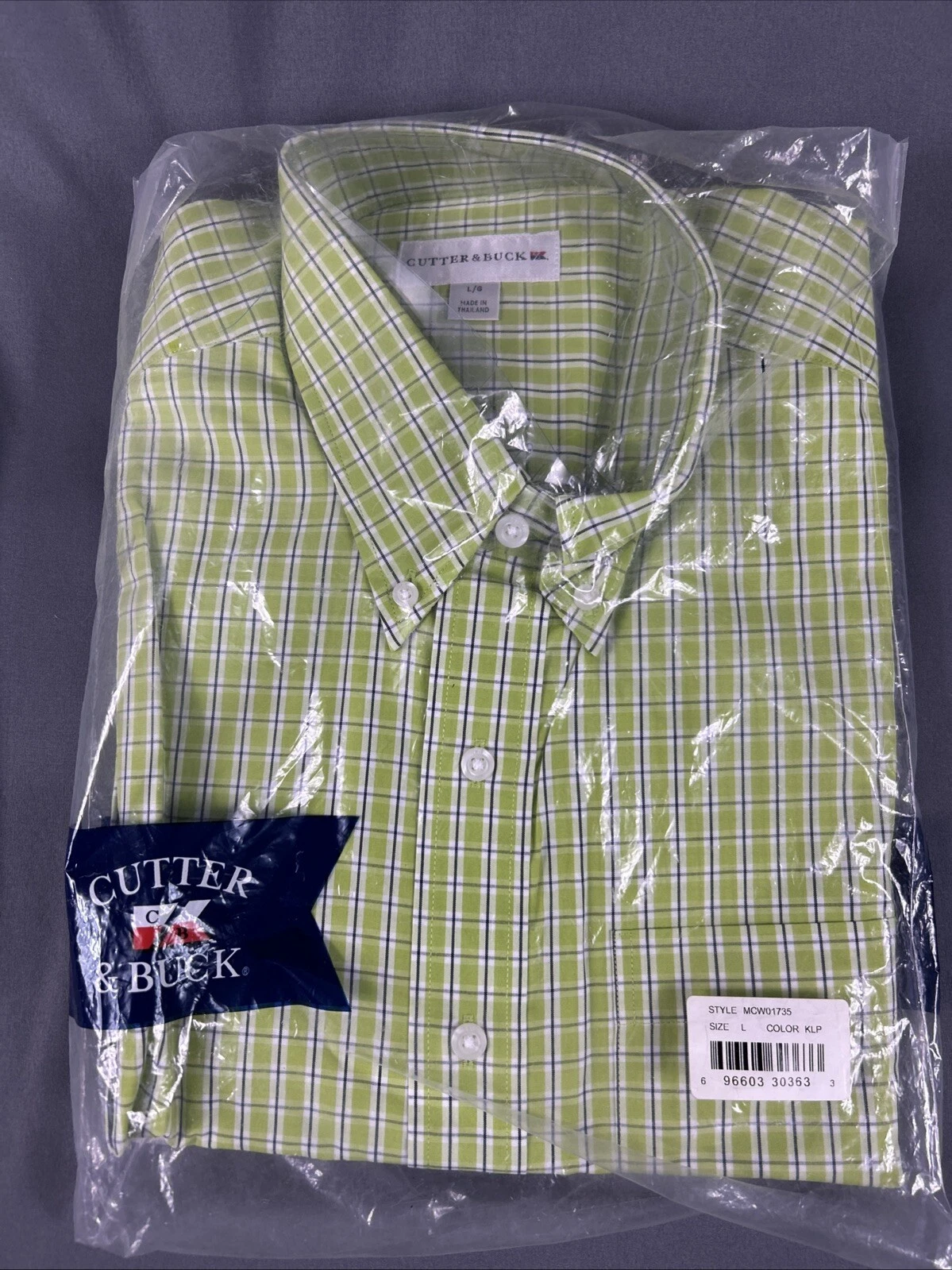Cutter & Buck Sport Shirt Dress Large Green Checks Cotton Polyester NWT MSRP $95