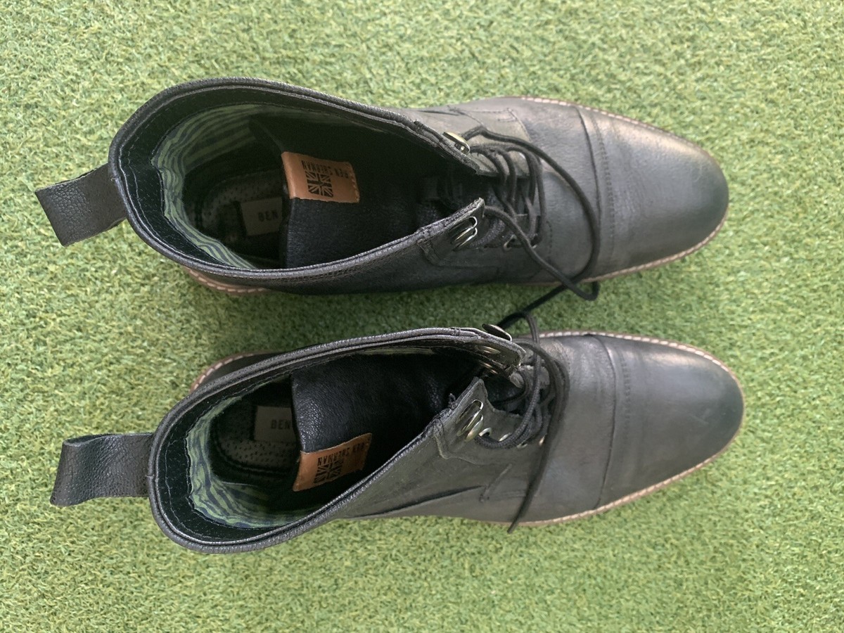 Ben Sherman Black Leather Lace Up Boots Size-11.5 Ben 