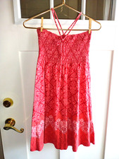 Gap Kids Girls Smocked Orange Halter Dress ties around neck Size S 6-7 EUC