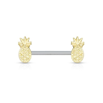 Gold Pineapple Nipple Piercing