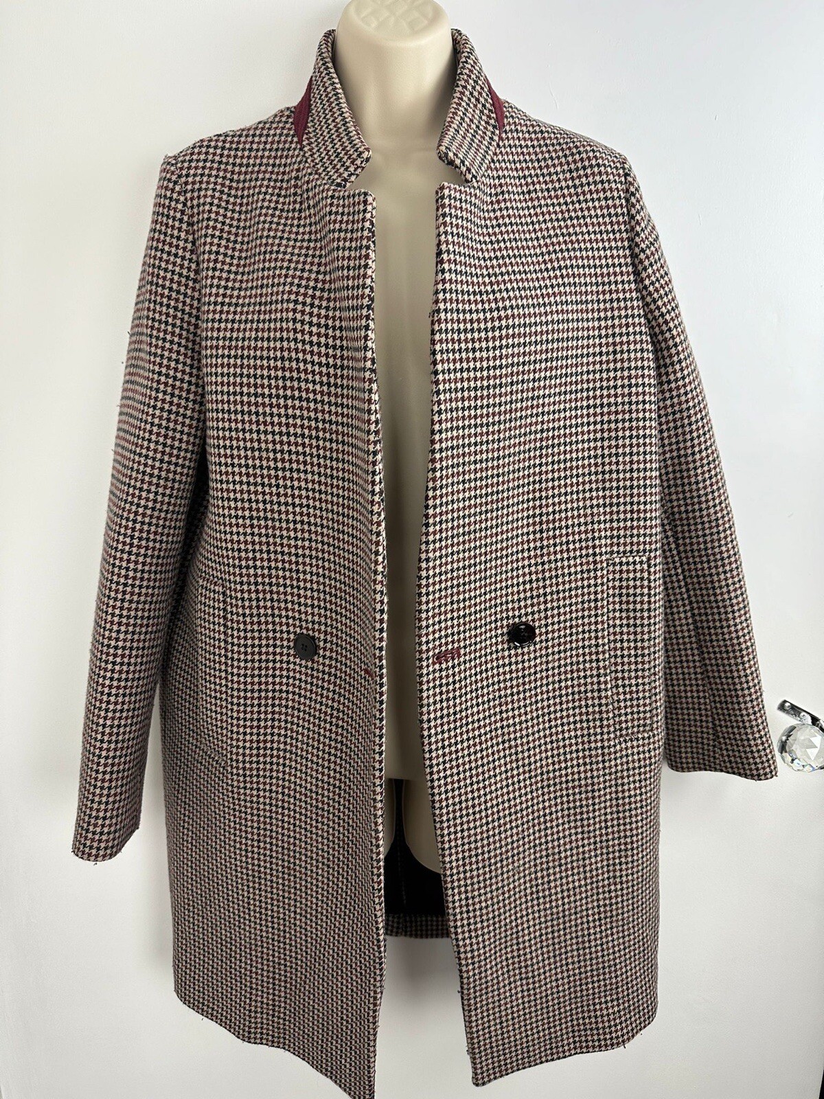 Zara Basic Outwear Houndstooth Coat Jacket Size E… - image 2