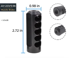 Steel Muzzle Brake 223 Linear Compensator 1/2x28 Thread Pitch For .223 .22 Black