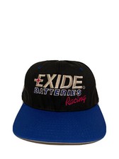 Vintage EXIDE BATTERIES RACING Black & Blue Snapback Hat #7 NASCAR