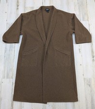 Eileen Fisher Sweater Womens Large Brown Open Front Cardigan USA Made