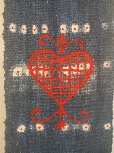 Handmade SPERSTITIOUS ERZULIE #6 indigo Dyed Blue Mudcloth 6"'x 65" Ameera Lys
