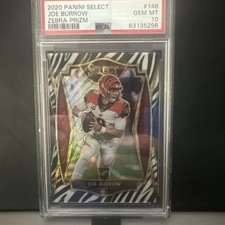 2020 Panini Select - Premier Level Joe Burrow #146 Zebra Prizm PSA 10 Rookie