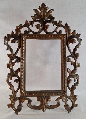 Antique Ornate Victorian Style Rectangular Tabletop Brass Finish Picture Frame