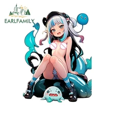 EARLFAMILY Paintings Anime Loli Car Stickers Kawaii Gawr Gura Car Door Decal 